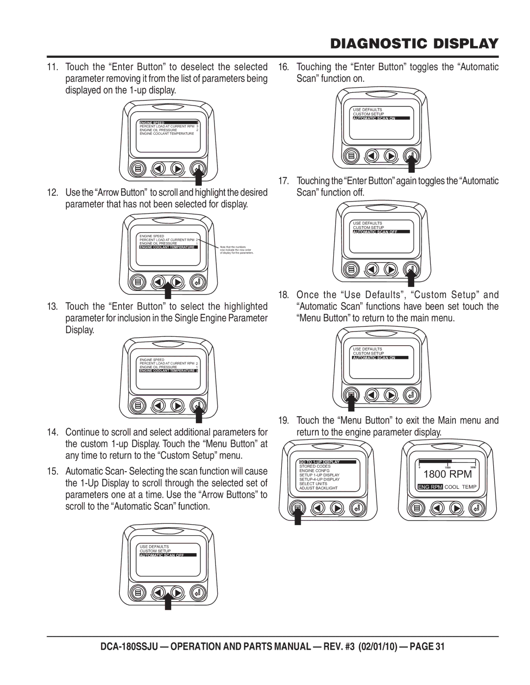 Multiquip DCA180SSJU operation manual Automatic Scan on 