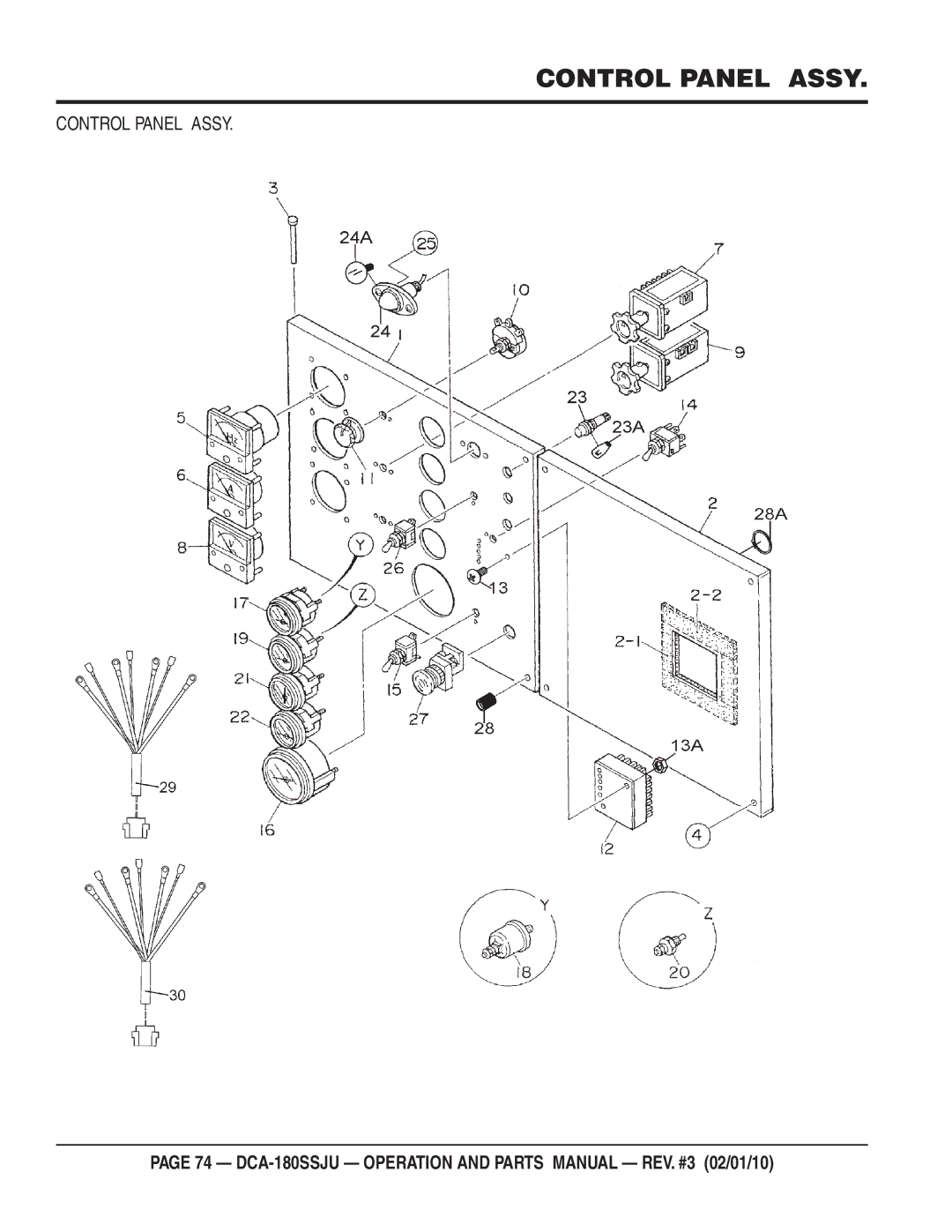 Multiquip DCA180SSJU operation manual Control Panel Assy 