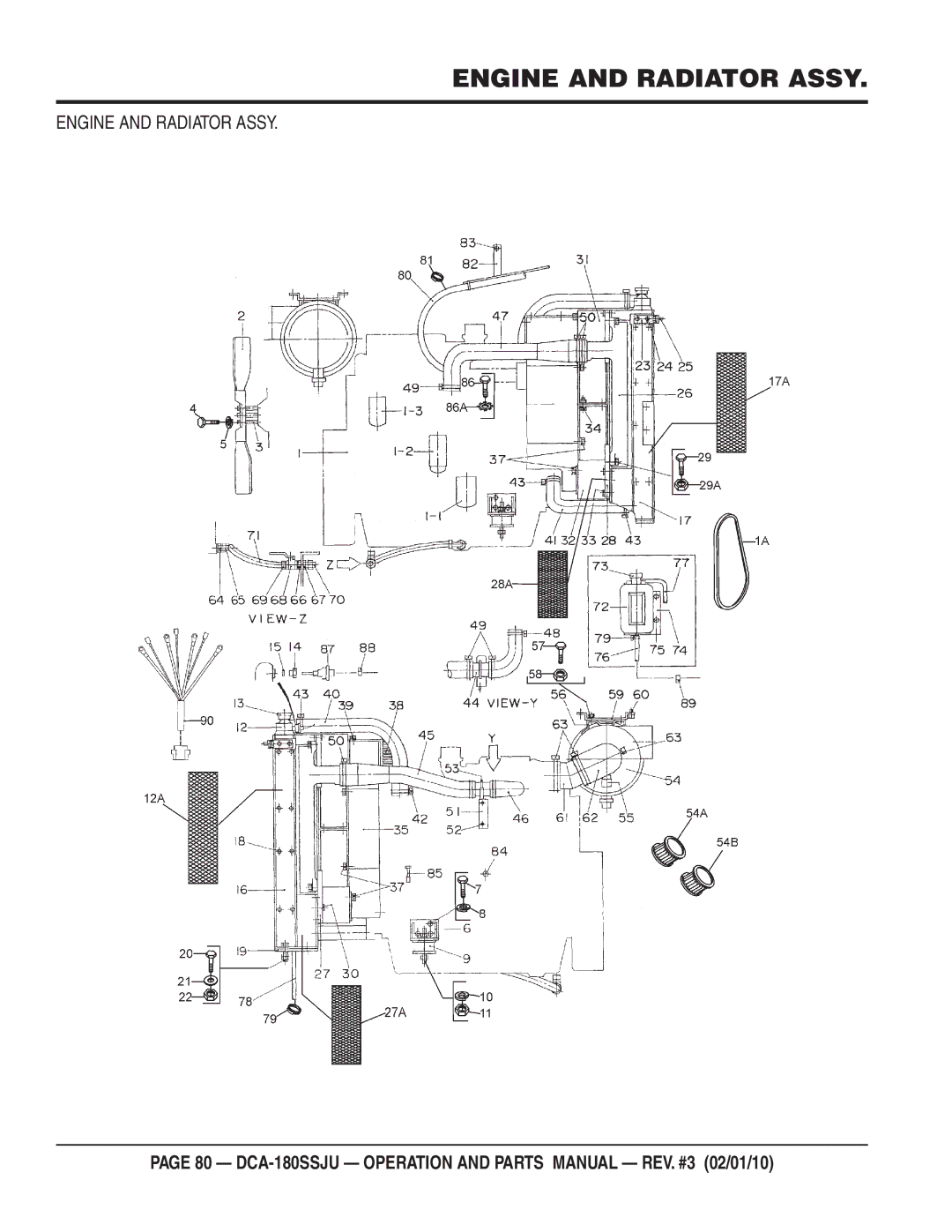 Multiquip DCA180SSJU operation manual Engine and Radiator Assy 