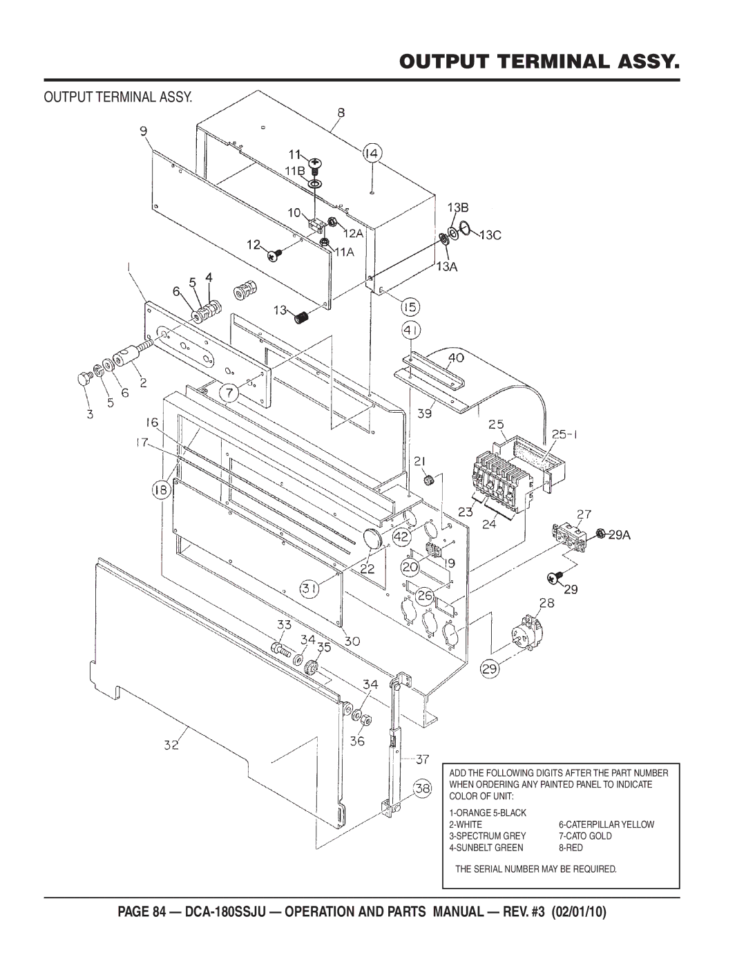 Multiquip DCA180SSJU operation manual Output Terminal Assy 