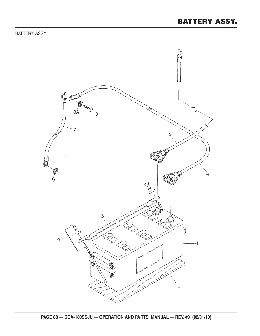 Multiquip DCA180SSJU operation manual Battery Assy 