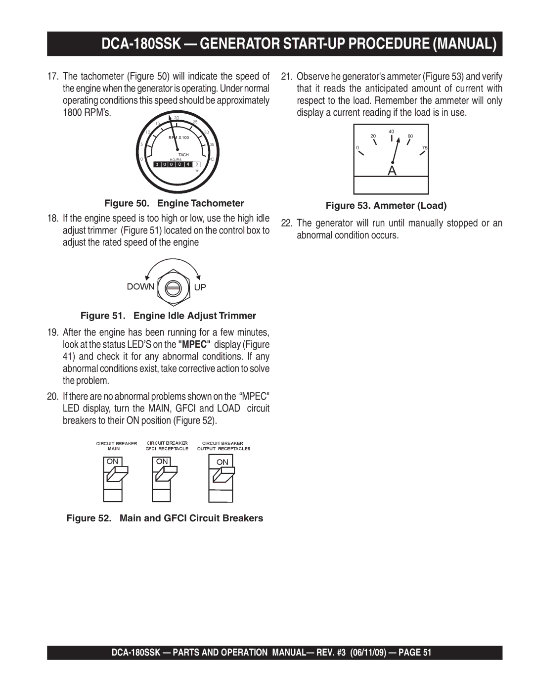 Multiquip DCA180SSK manual Engine Tachometer 