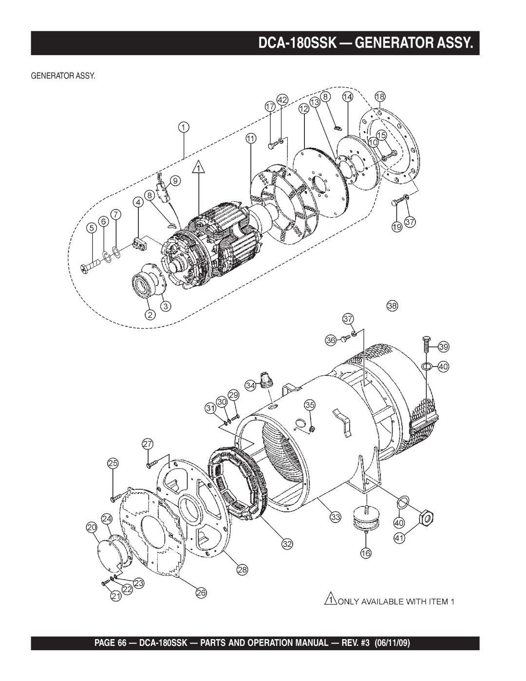 Multiquip DCA180SSK manual DCA-180SSK Generator Assy 