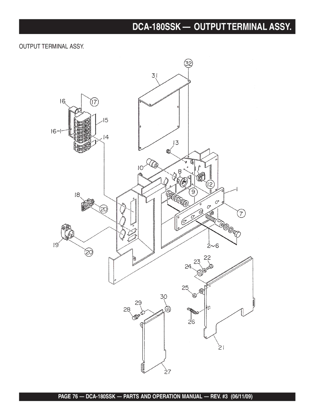 Multiquip DCA180SSK manual DCA-180SSK Outputterminal Assy 