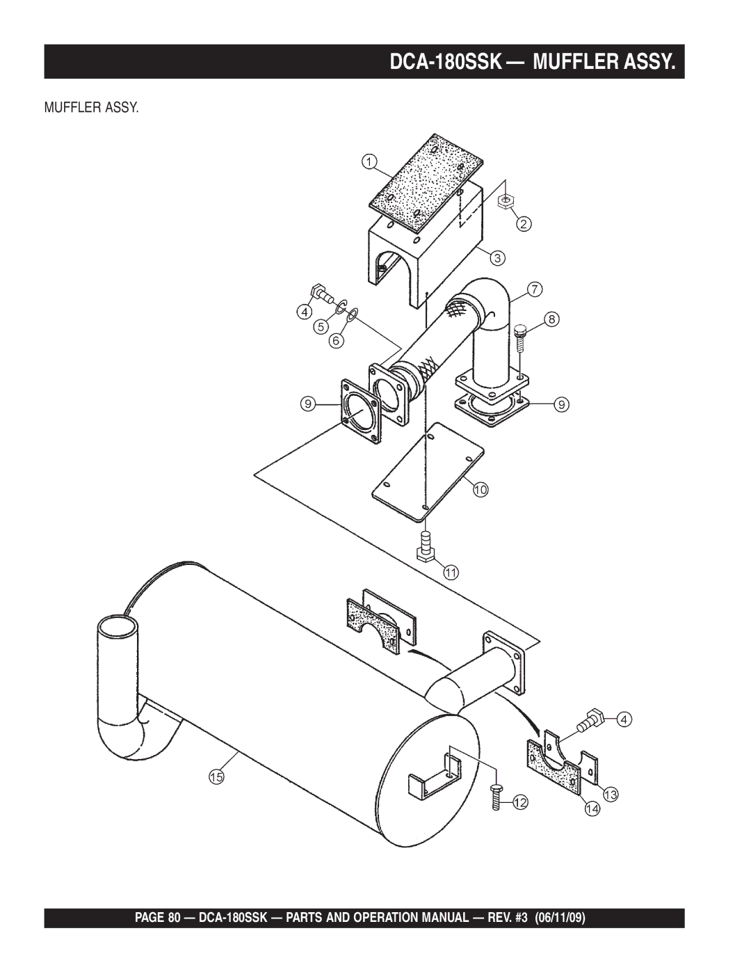 Multiquip DCA180SSK manual DCA-180SSK Muffler Assy 