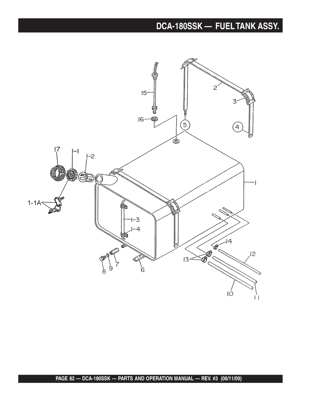 Multiquip DCA180SSK manual DCA-180SSK Fueltank Assy 