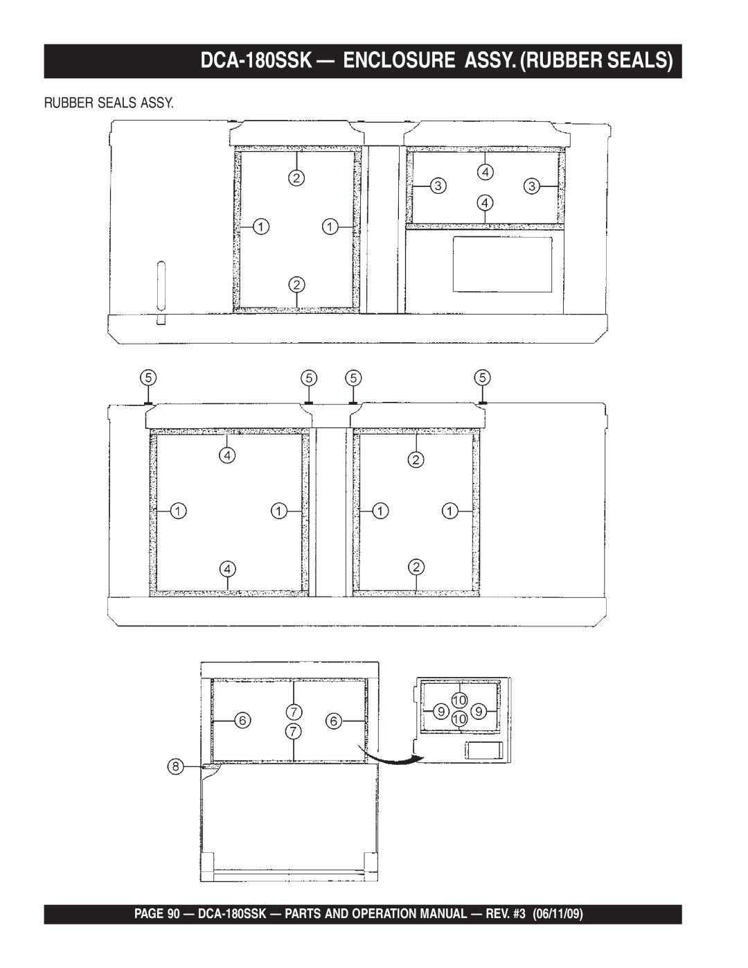 Multiquip DCA180SSK manual DCA-180SSK Enclosure ASSY. Rubber Seals 