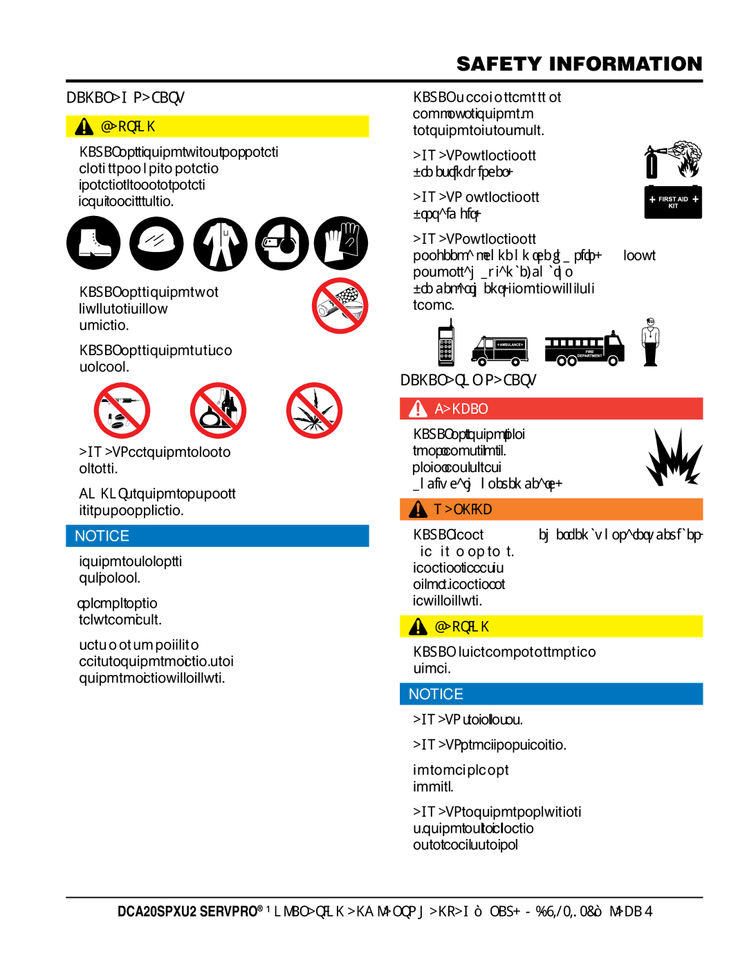 Multiquip DCA20spxu2 manual General saFetY, Generator saFetY 