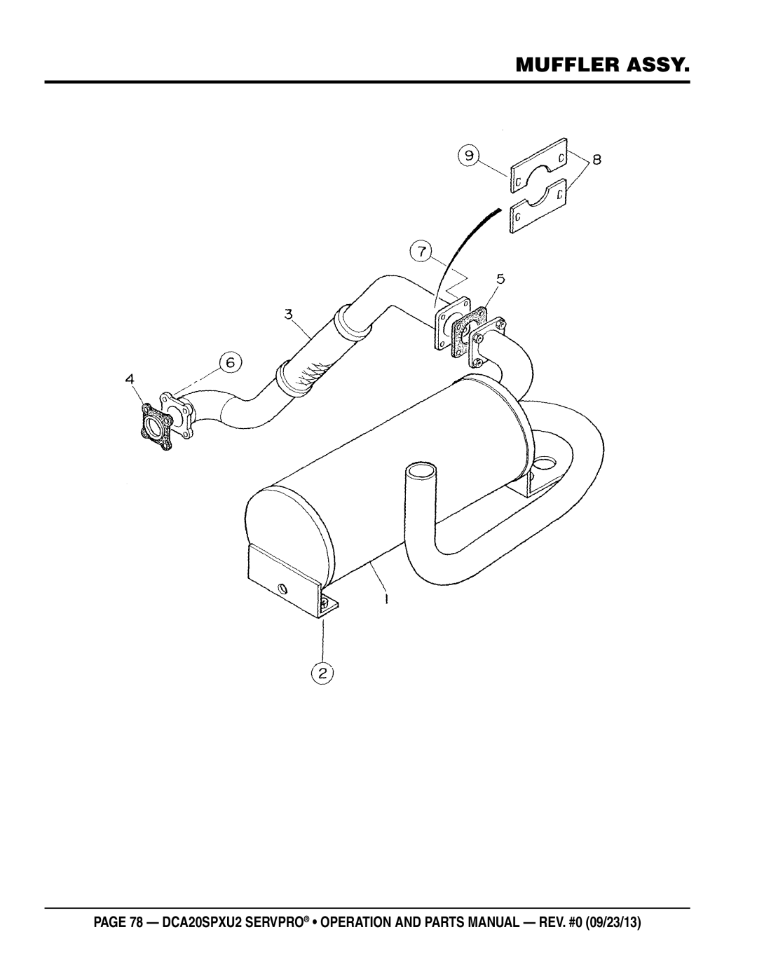 Multiquip DCA20spxu2 manual Muffler Assy 