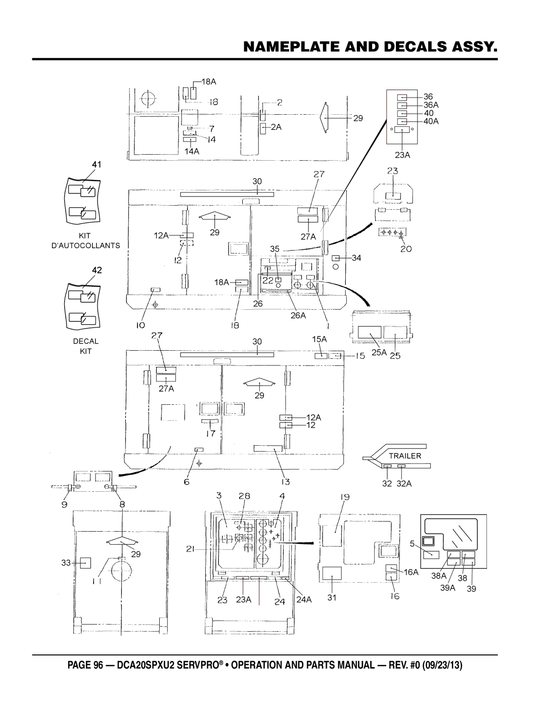 Multiquip DCA20spxu2 manual Nameplate and Decals Assy 