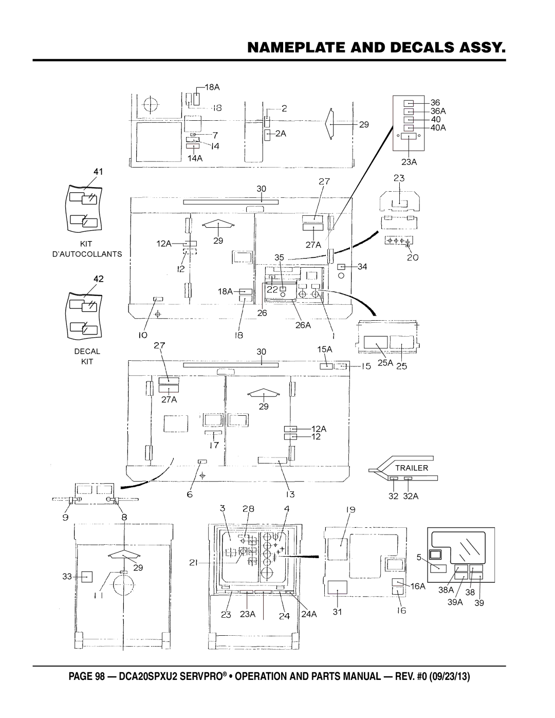 Multiquip DCA20spxu2 manual Nameplate and Decals Assy 