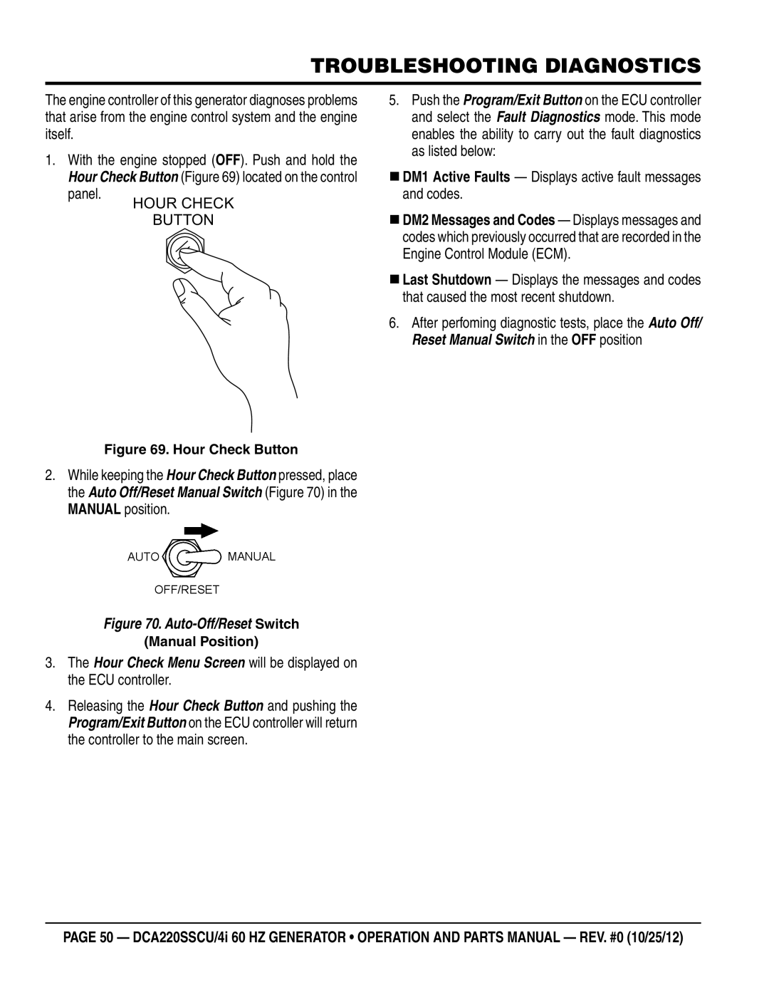 Multiquip DCA220SSCU4i manual Troubleshooting Diagnostics 