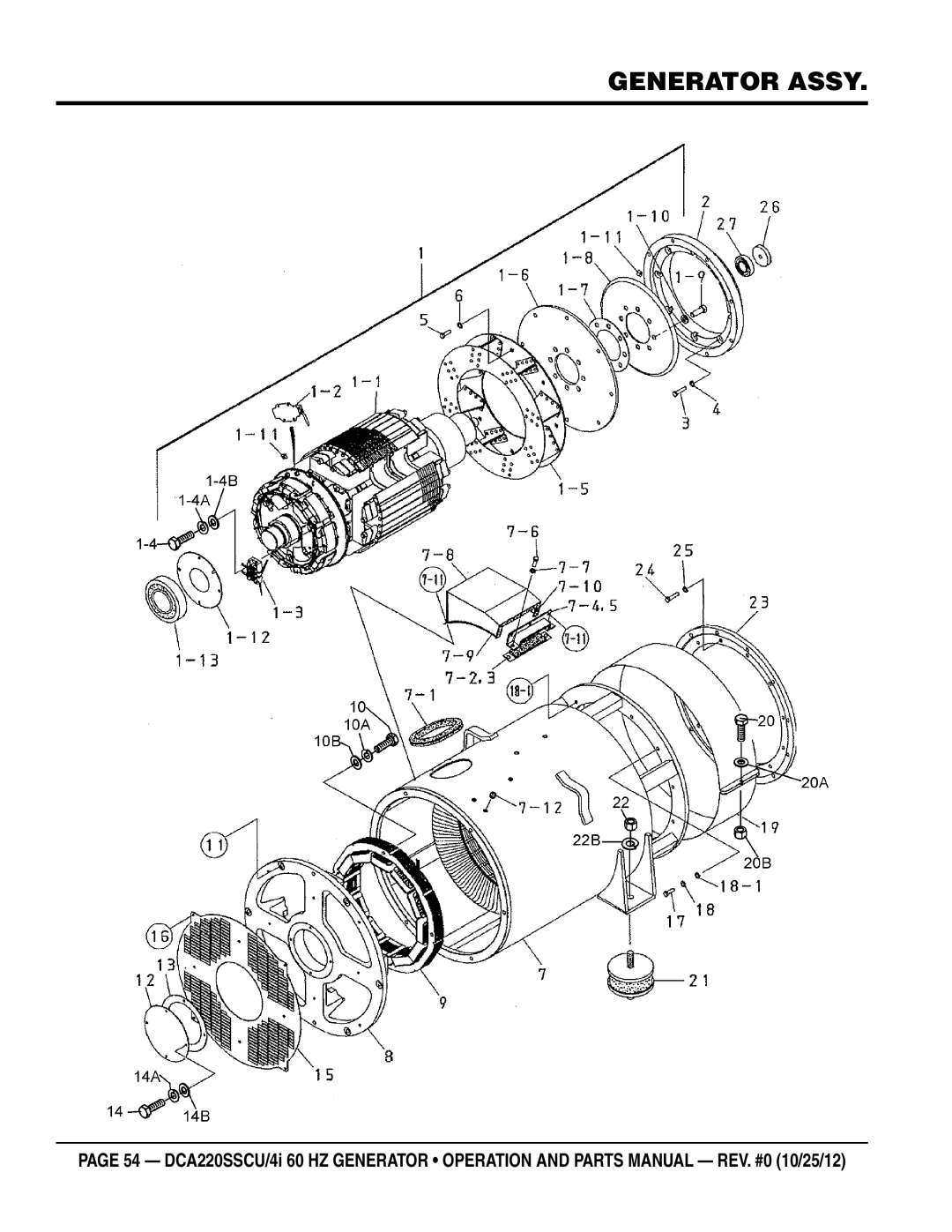 Multiquip DCA220SSCU4i manual Generator Assy 