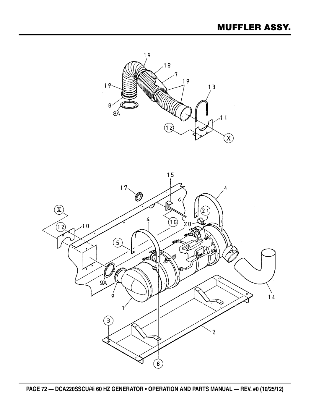 Multiquip DCA220SSCU4i manual Muffler Assy 