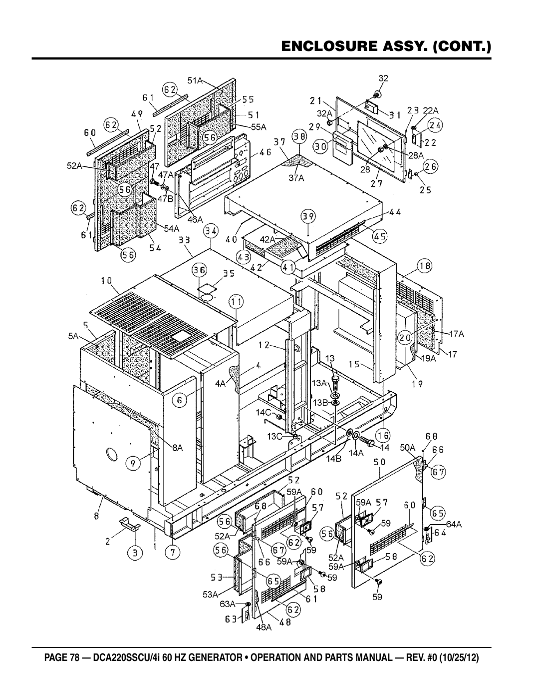 Multiquip DCA220SSCU4i manual Enclosure ASSY 