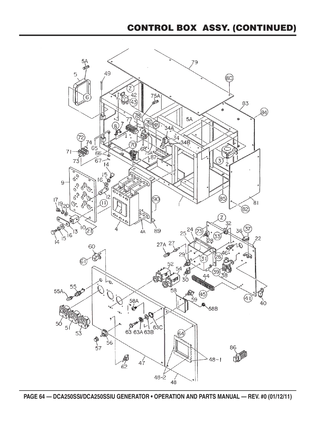 Multiquip DCA250SSIU manual Control BOX Assy 