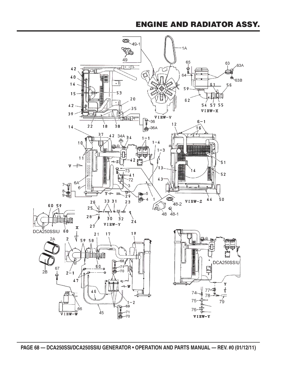 Multiquip DCA250SSIU manual Engine and Radiator Assy 