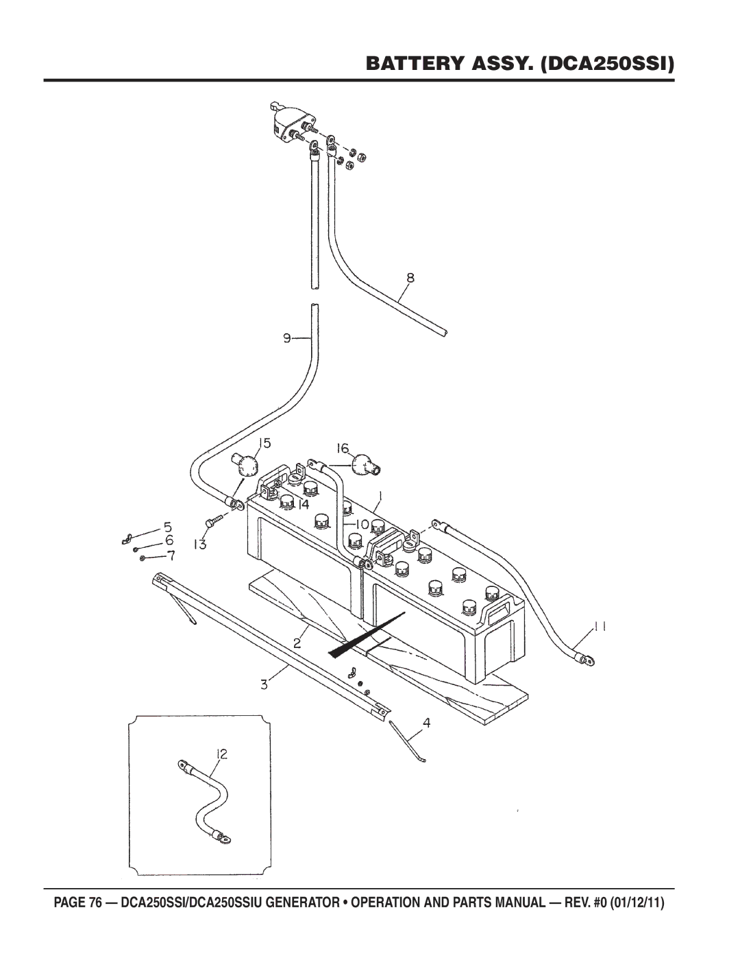 Multiquip DCA250SSIU manual Battery ASSY. DCA250SSI 