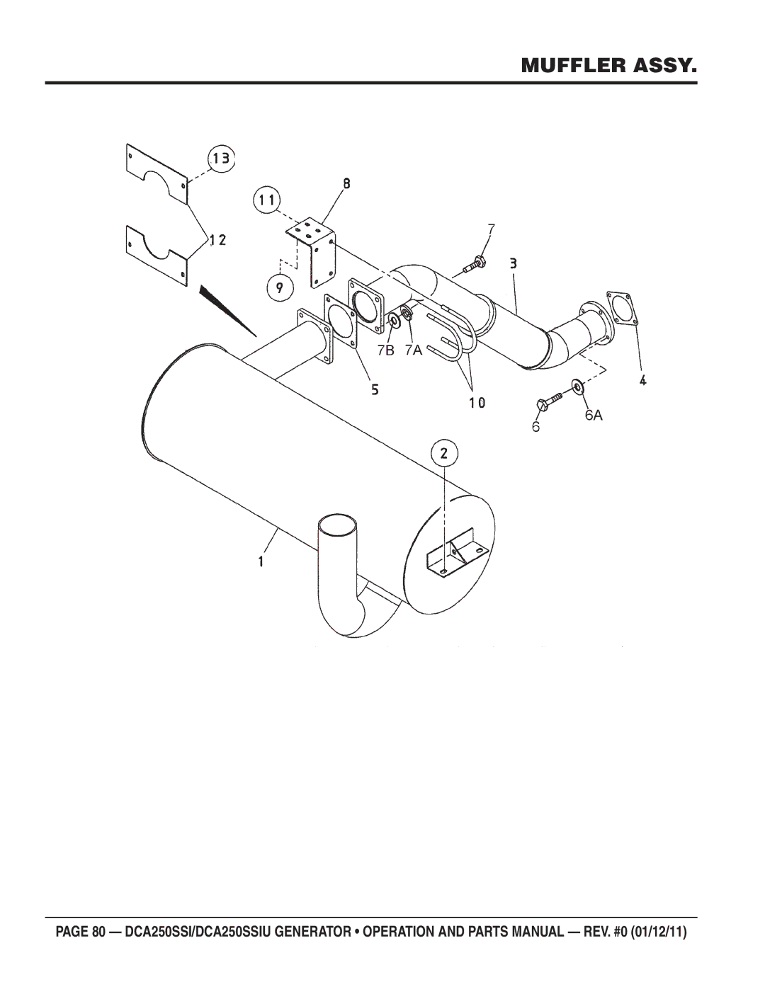 Multiquip DCA250SSIU manual Muffler Assy 