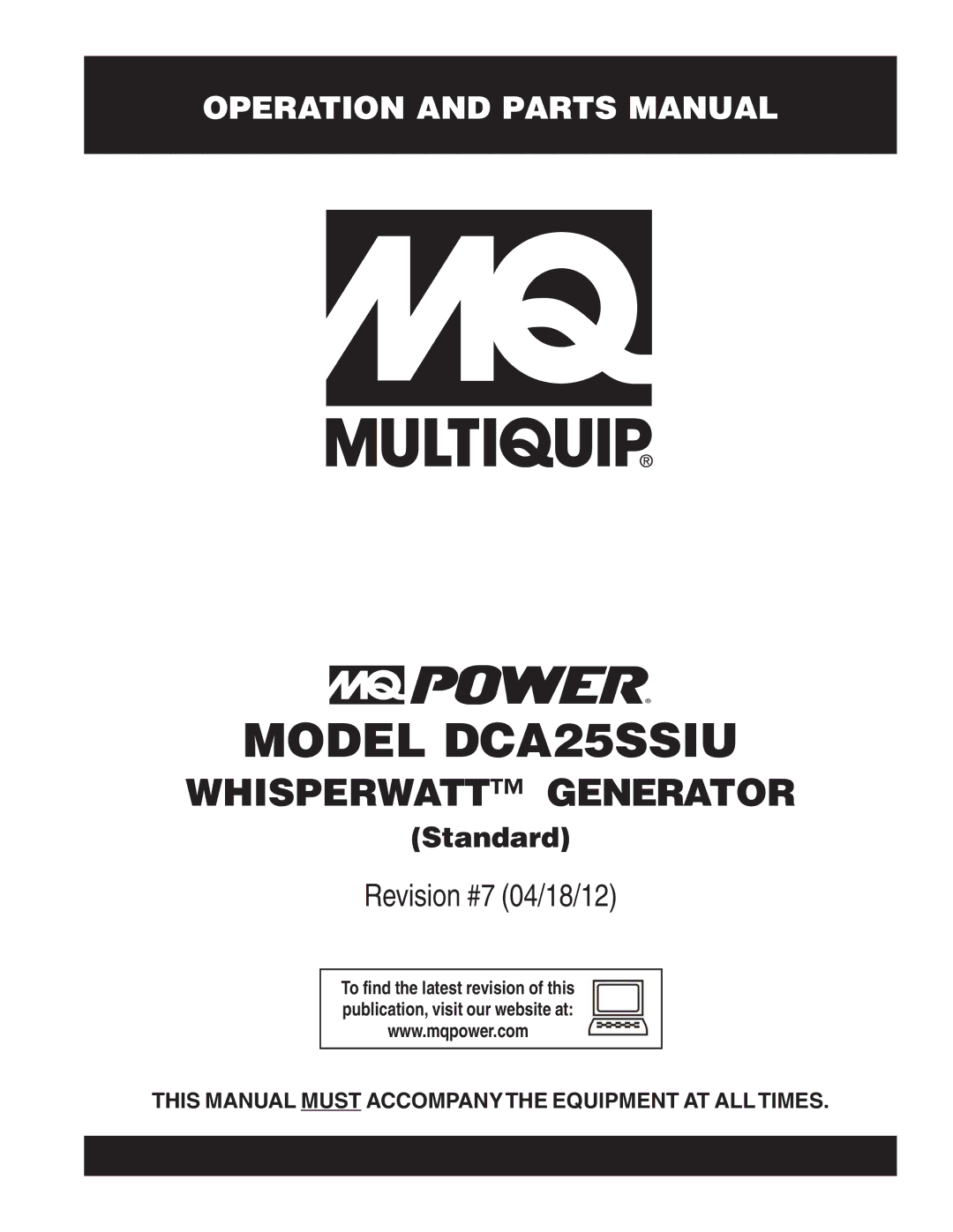 Multiquip manual Model DCA25SSIU 