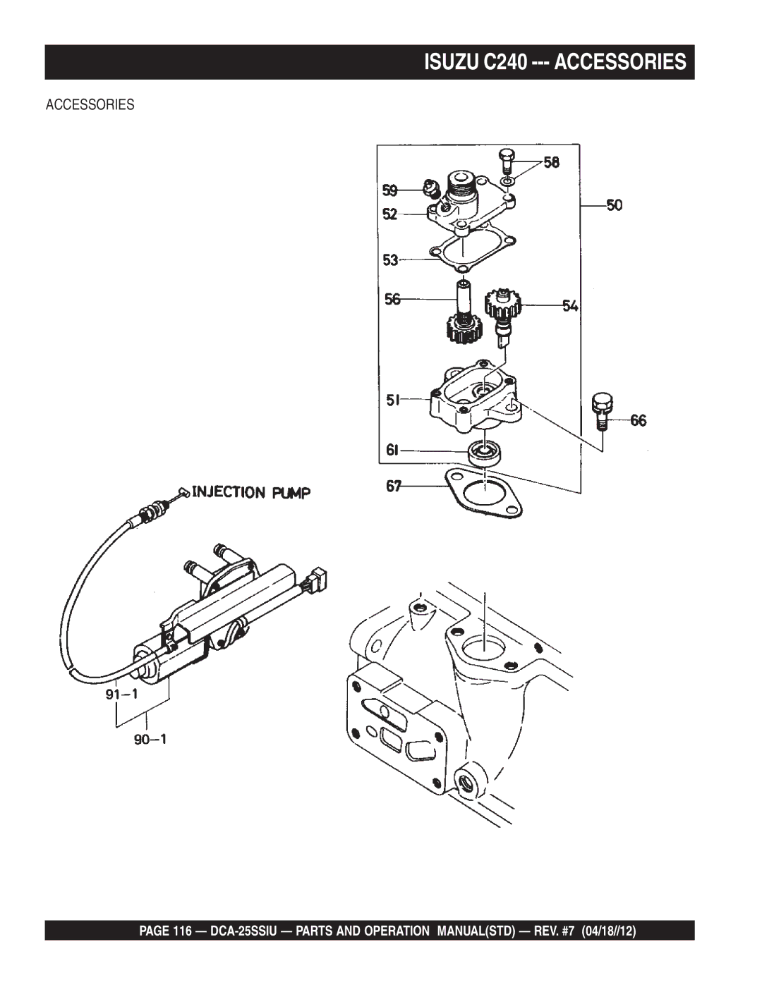 Multiquip DCA25SSIU manual Isuzu C240 --- Accessories 