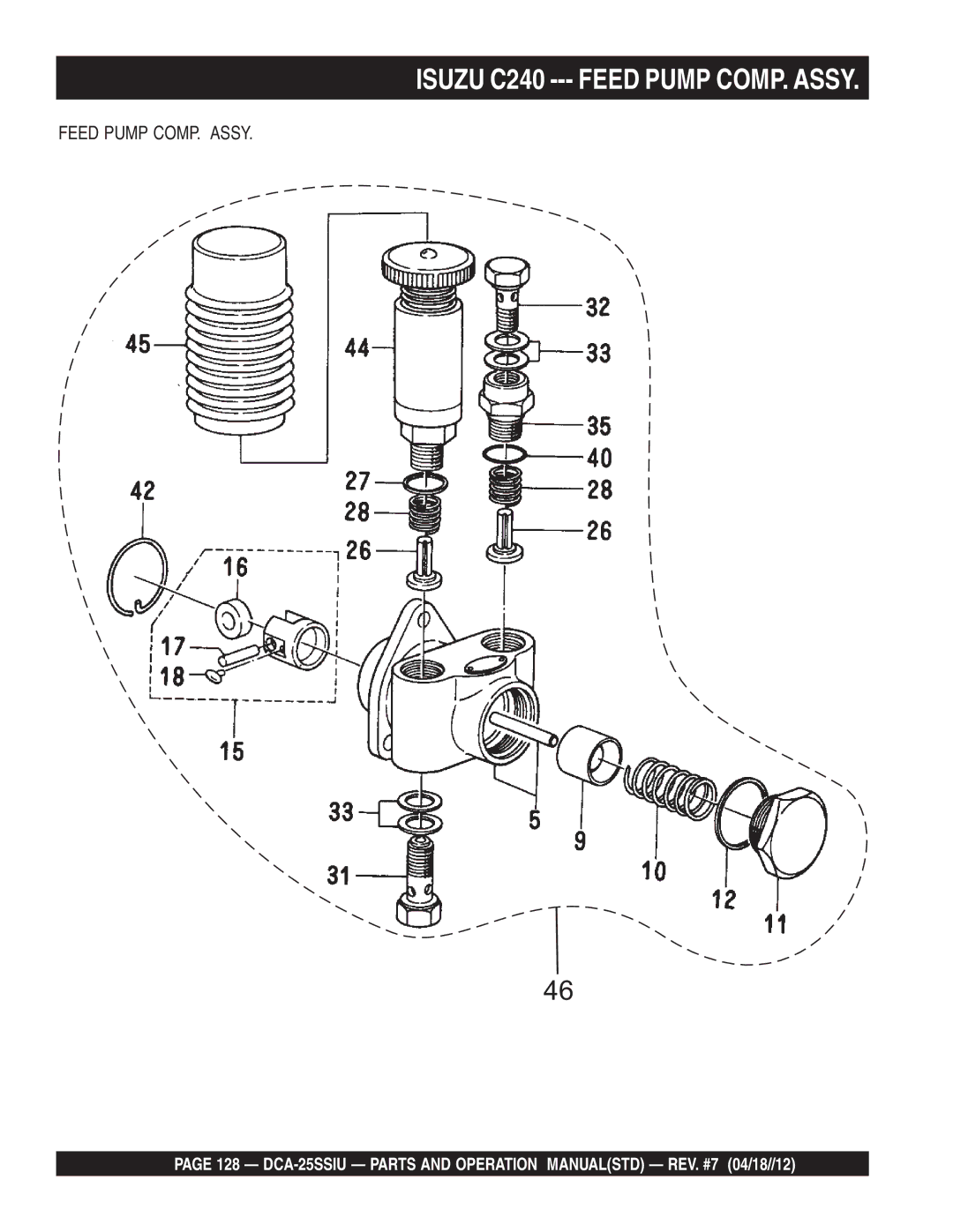 Multiquip DCA25SSIU manual Isuzu C240 --- Feed Pump COMP. Assy 