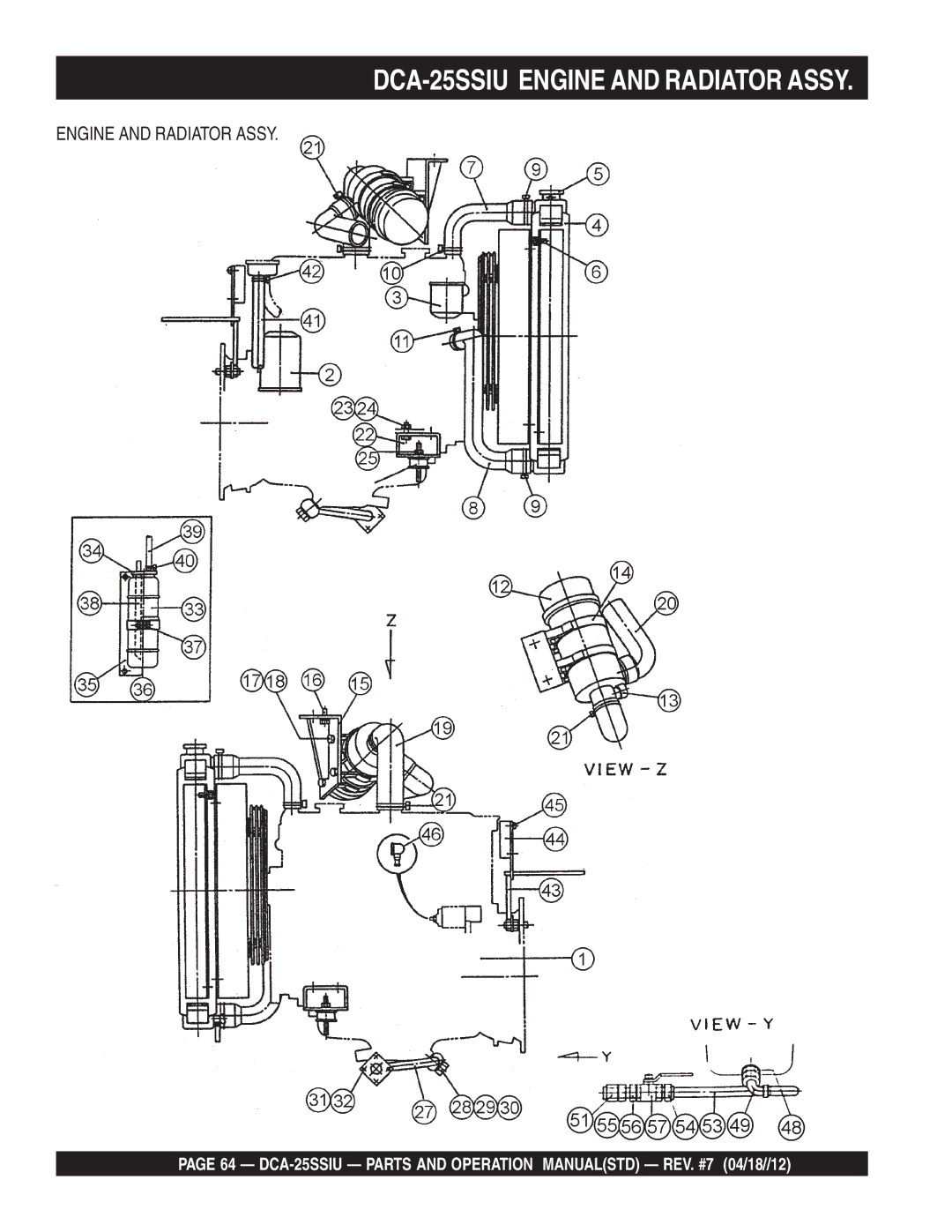 Multiquip DCA25SSIU manual DCA-25SSIU Engine and Radiator Assy 