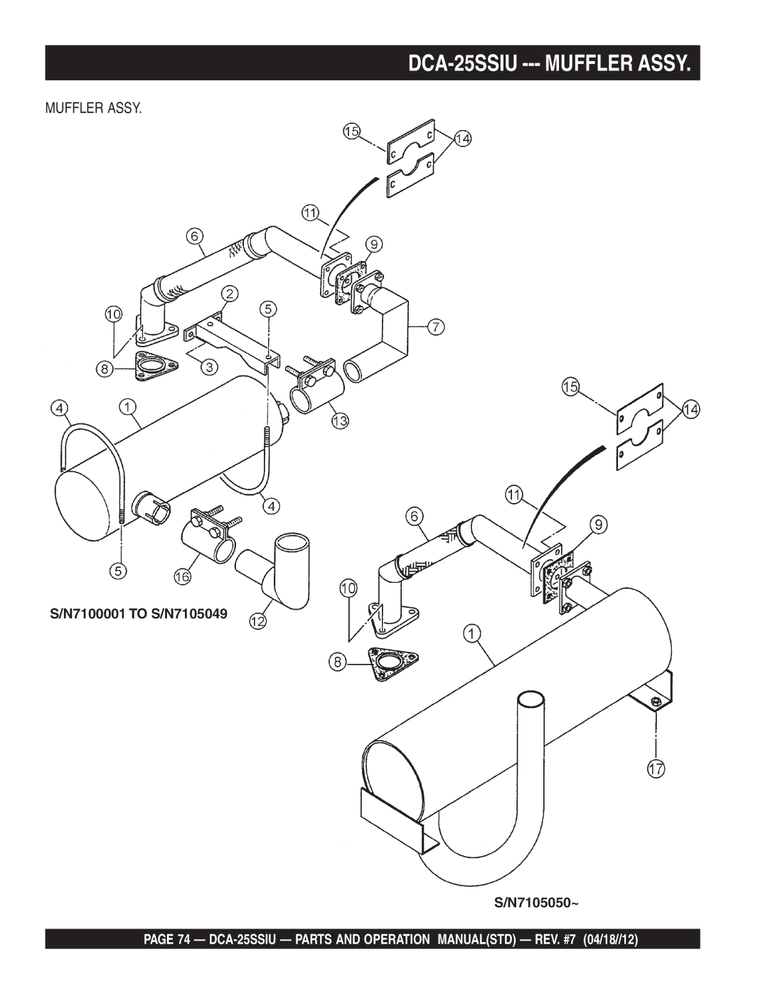 Multiquip DCA25SSIU manual DCA-25SSIU --- Muffler Assy 