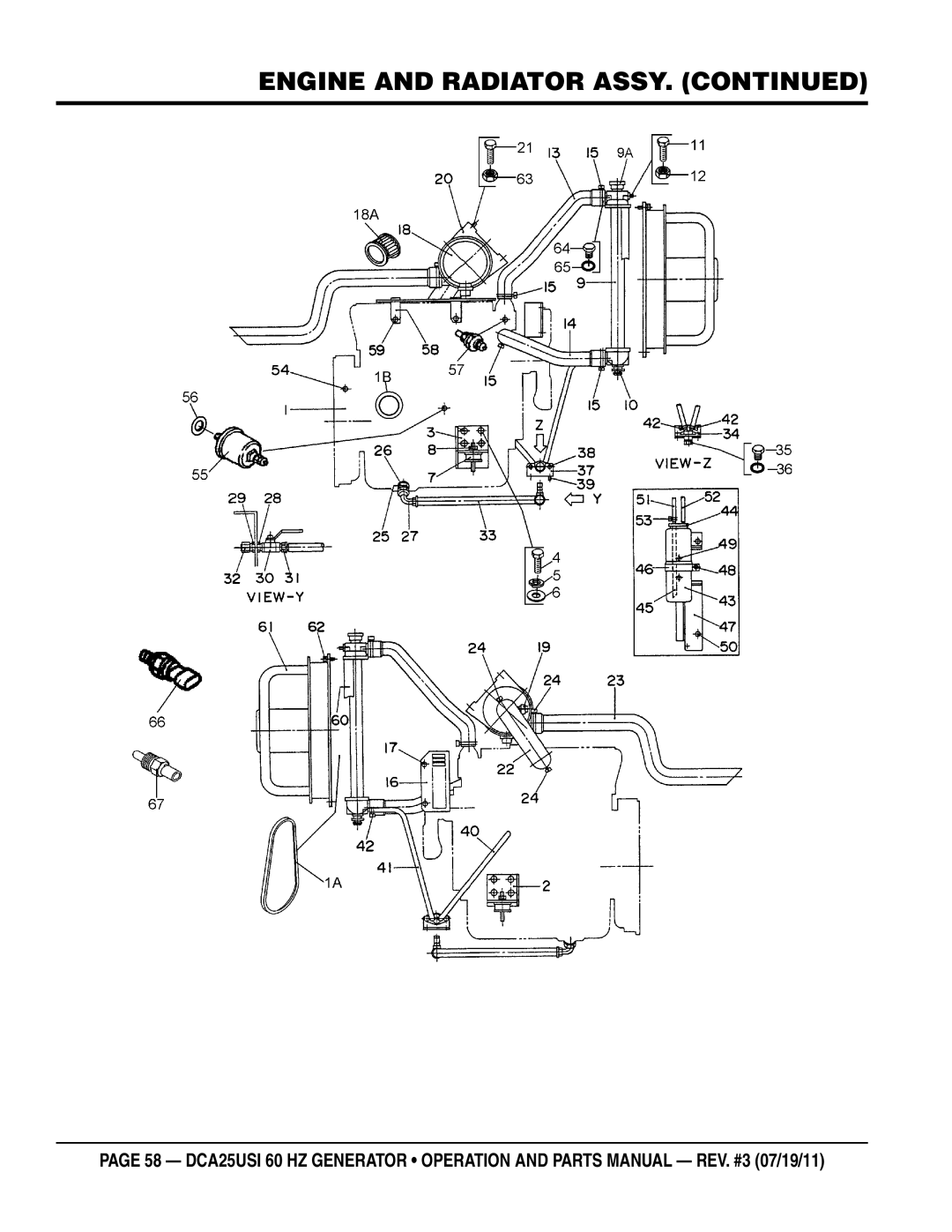 Multiquip DCA25USI manual Engine and Radiator Assy 