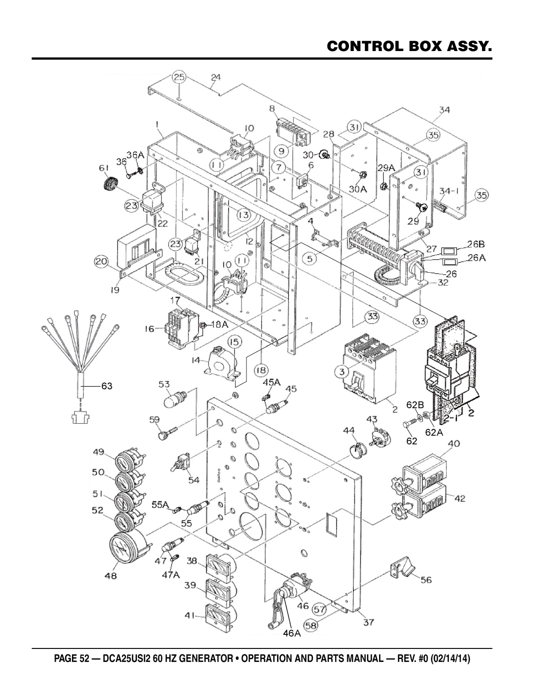 Multiquip dca25USI2 manual Control box Assy 