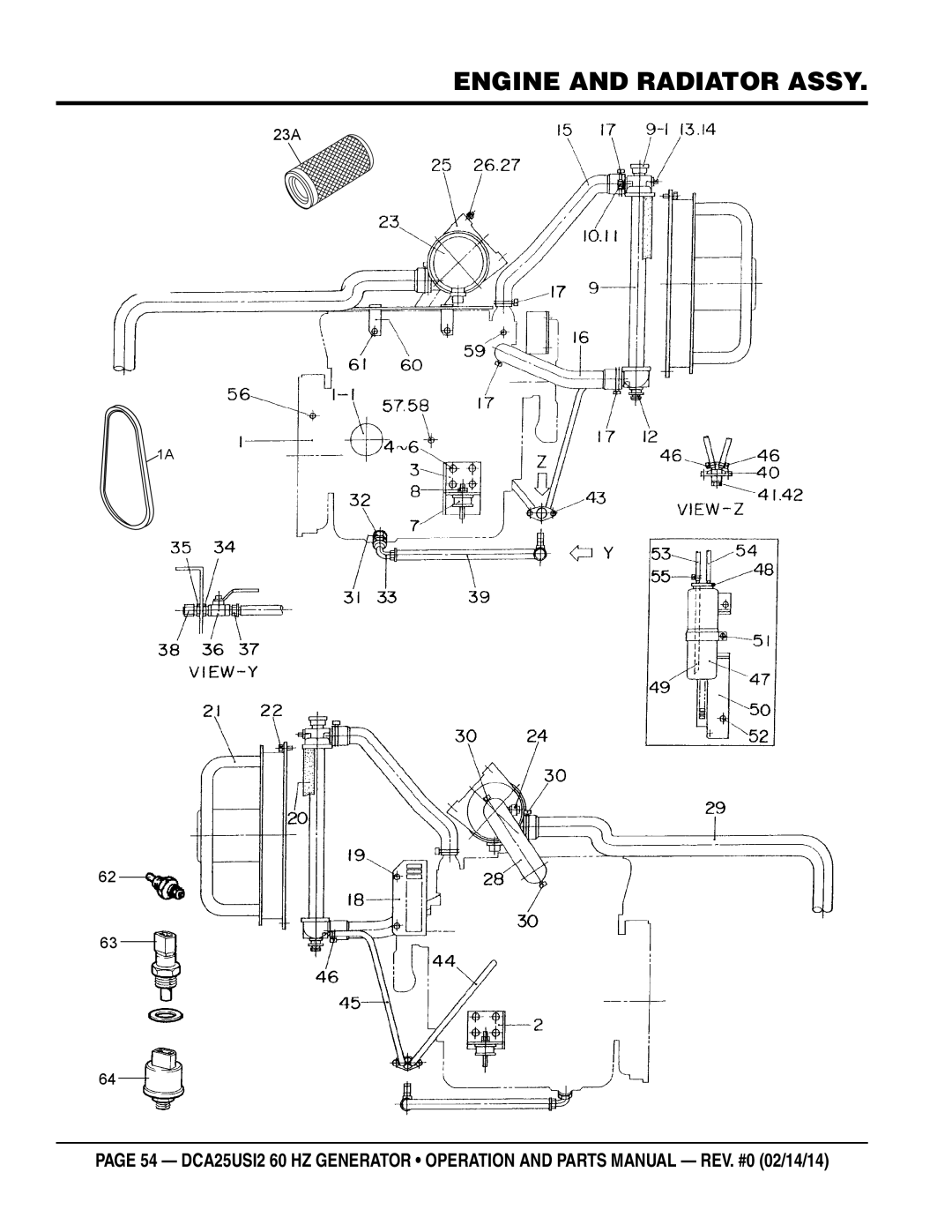 Multiquip dca25USI2 manual Engine and Radiator Assy 