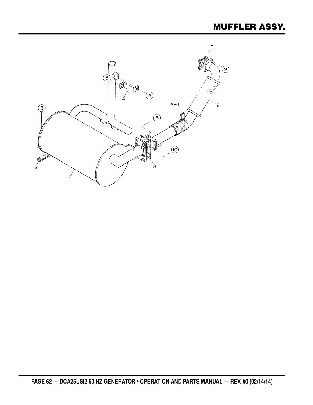 Multiquip dca25USI2 manual Muffler Assy 