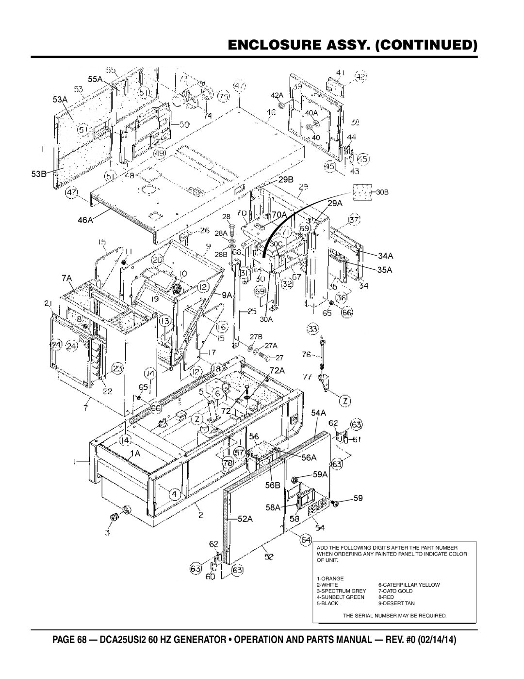 Multiquip dca25USI2 manual Enclosure Assy 