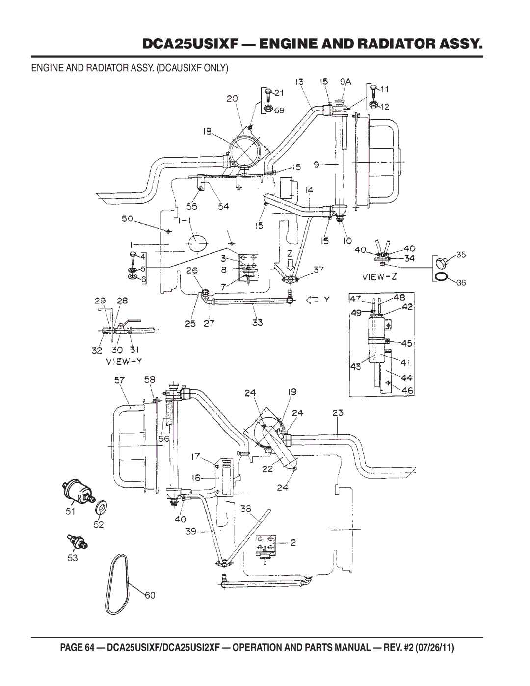 Multiquip DCA25USI2XF operation manual DCA25USIXF Engine and Radiator Assy 