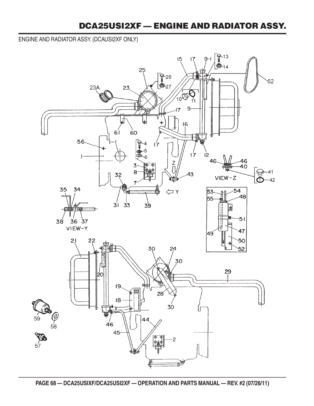 Multiquip DCA25USIXF operation manual DCA25USI2XF Engine and Radiator Assy 