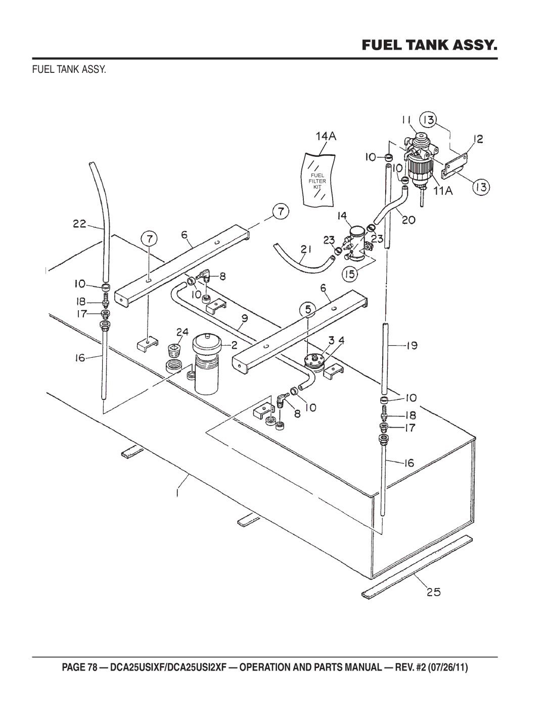 Multiquip DCA25USIXF, DCA25USI2XF operation manual Fuel Tank Assy 