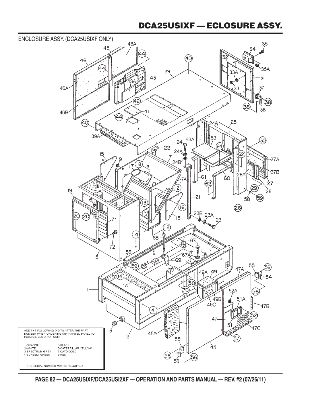 Multiquip DCA25USI2XF operation manual DCA25USIXF Eclosure Assy 