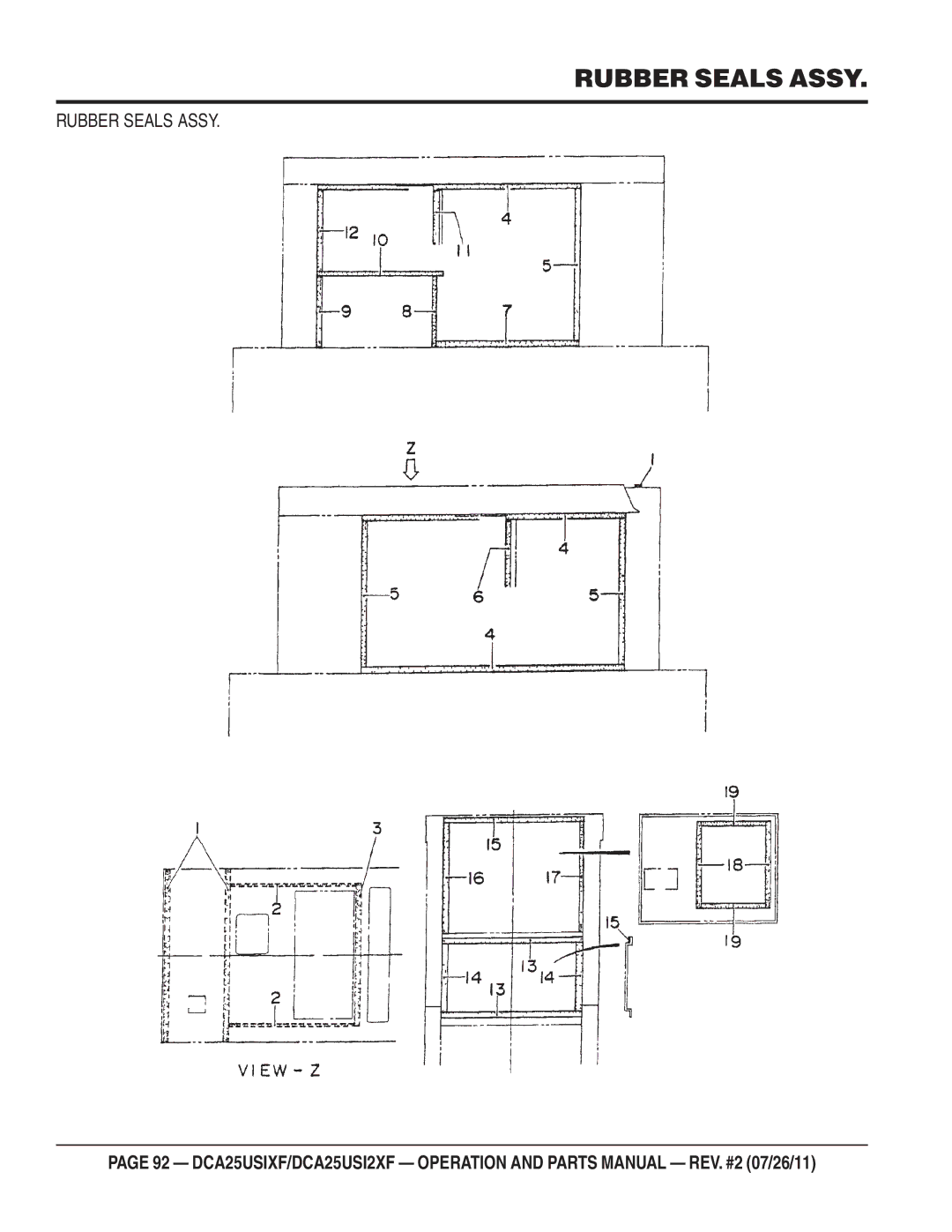 Multiquip DCA25USIXF, DCA25USI2XF operation manual Rubber Seals Assy 