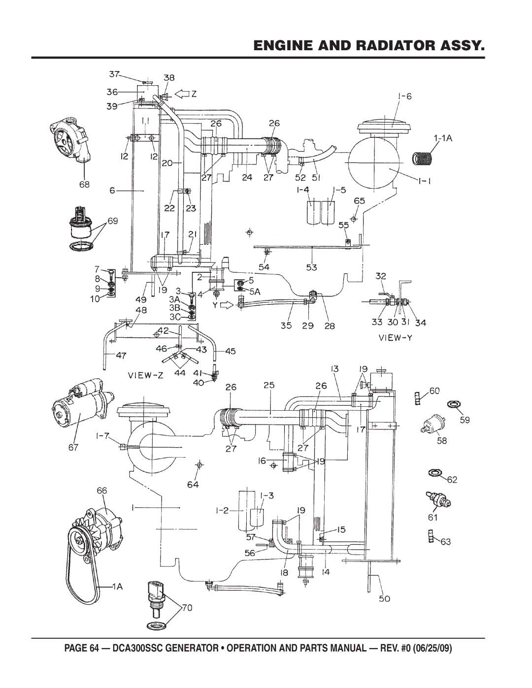 Multiquip DCA300SSC manual Engine and Radiator Assy 