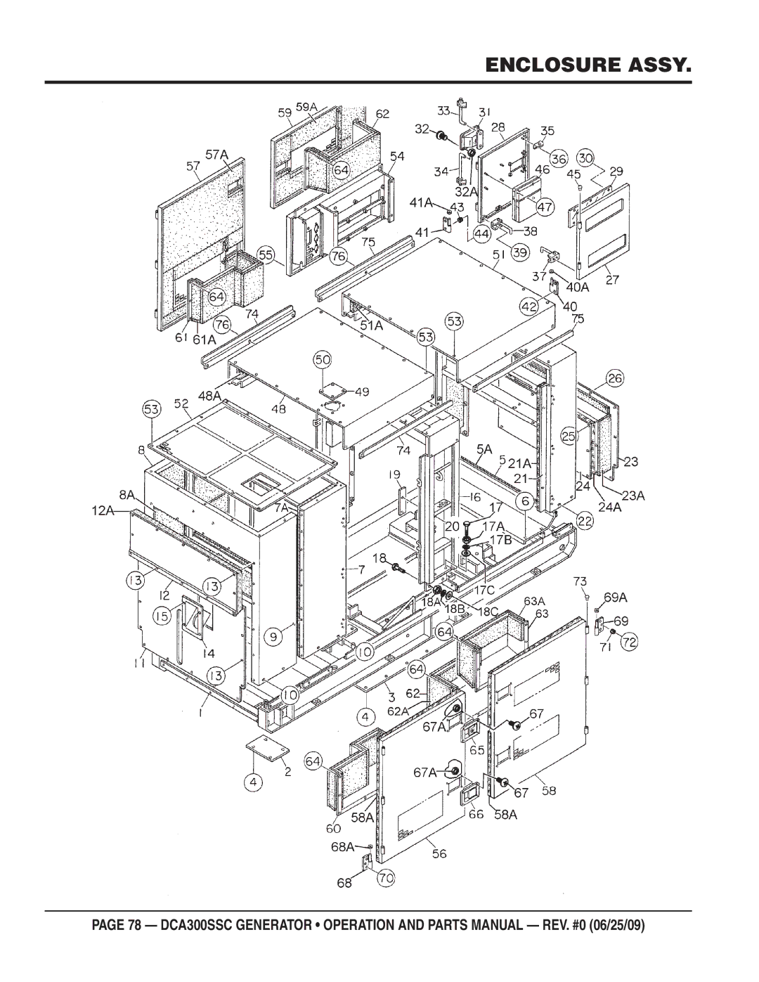 Multiquip DCA300SSC manual Enclosure Assy 