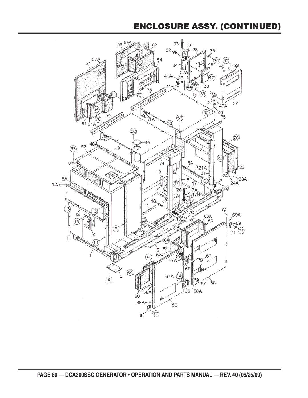 Multiquip DCA300SSC manual Enclosure Assy 