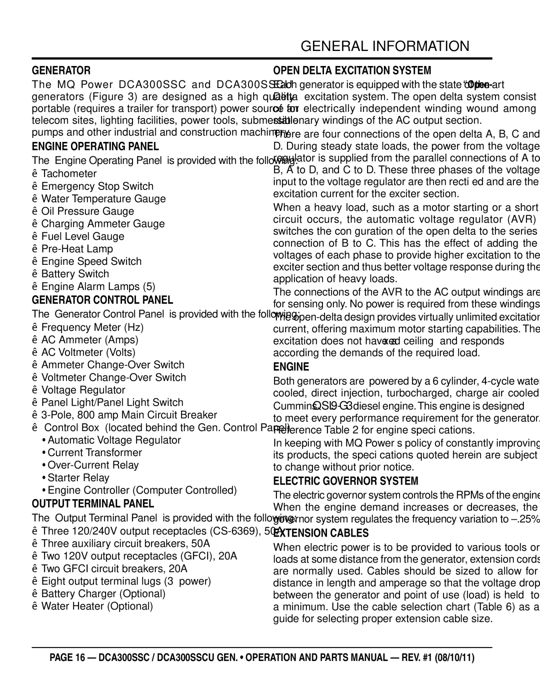 Multiquip DCA300SSCU manual General Information 