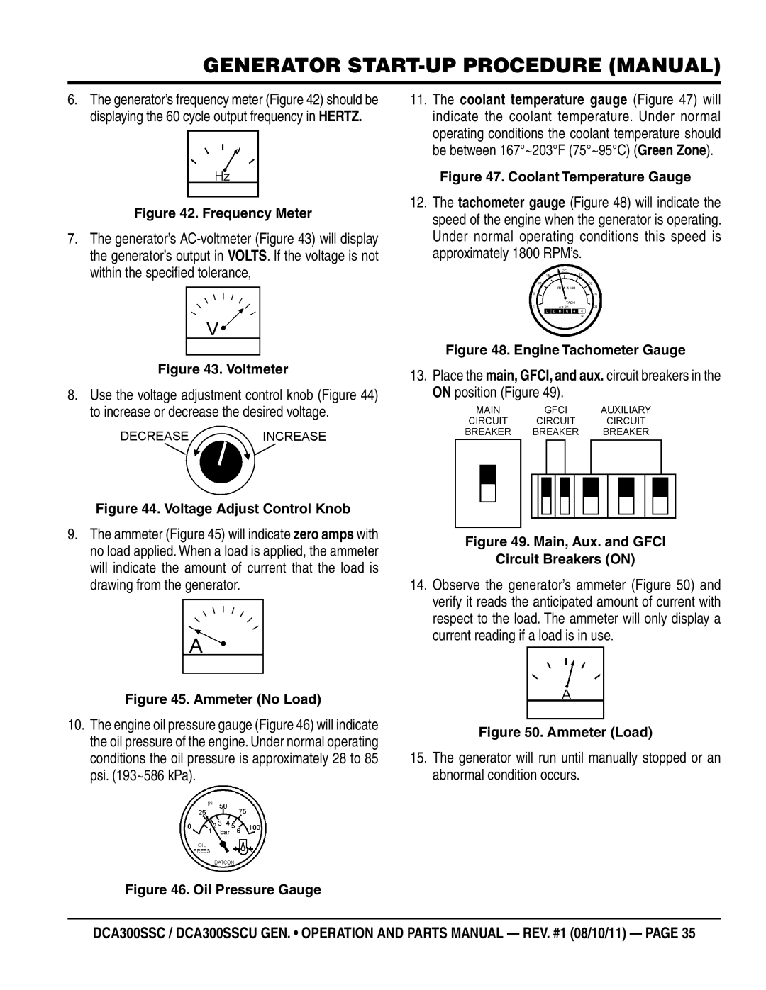 Multiquip DCA300SSCU manual Frequency Meter 