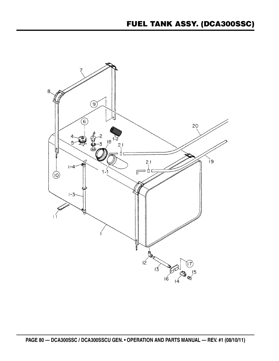 Multiquip DCA300SSCU manual Fuel tank Assy. DCA300ssc 