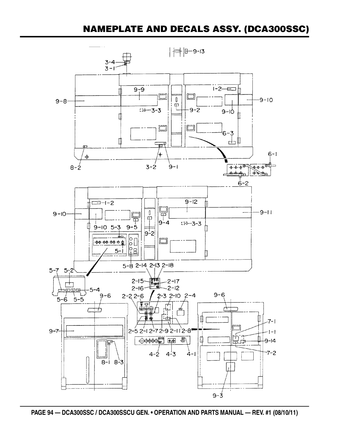 Multiquip DCA300SSCU manual Nameplate and Decals ASSY. DCA300ssc 
