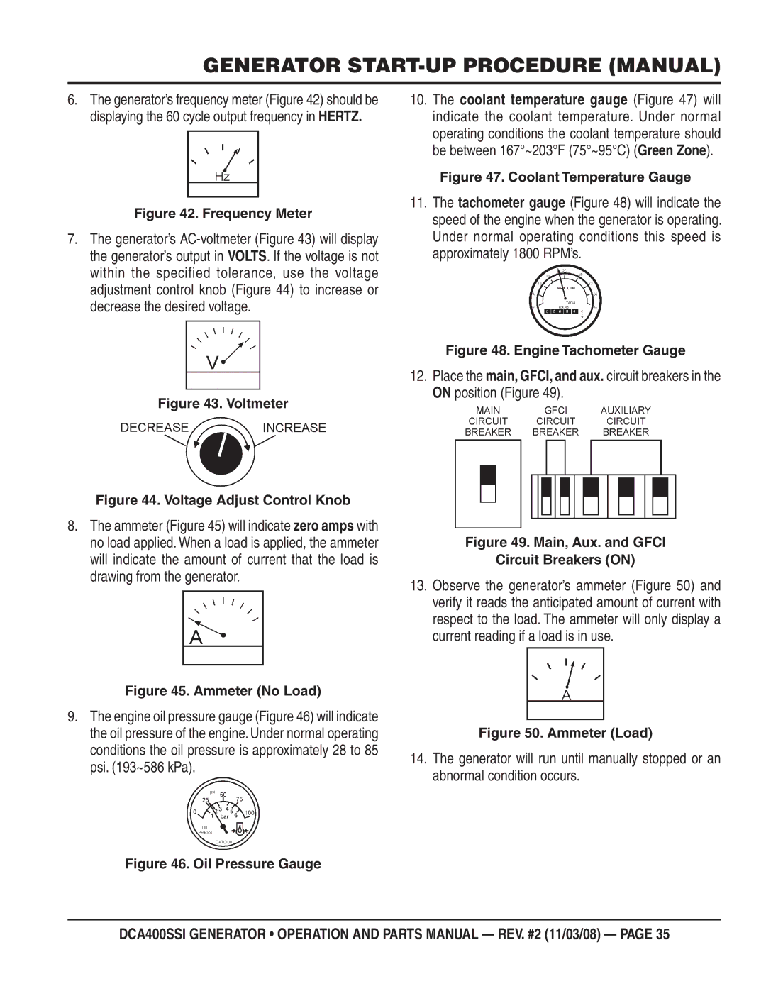 Multiquip DCA400SSI manual Frequency Meter 