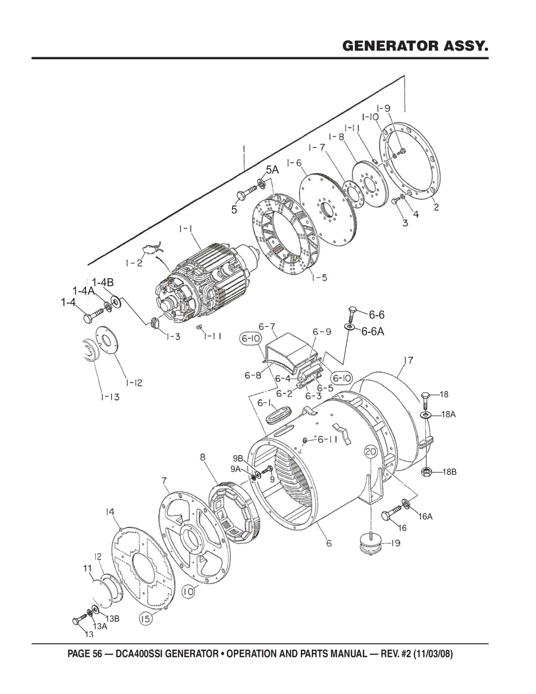 Multiquip DCA400SSI manual Generator Assy 