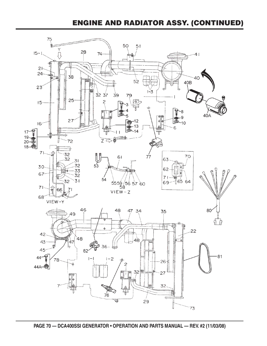 Multiquip DCA400SSI manual Engine and Radiator Assy 