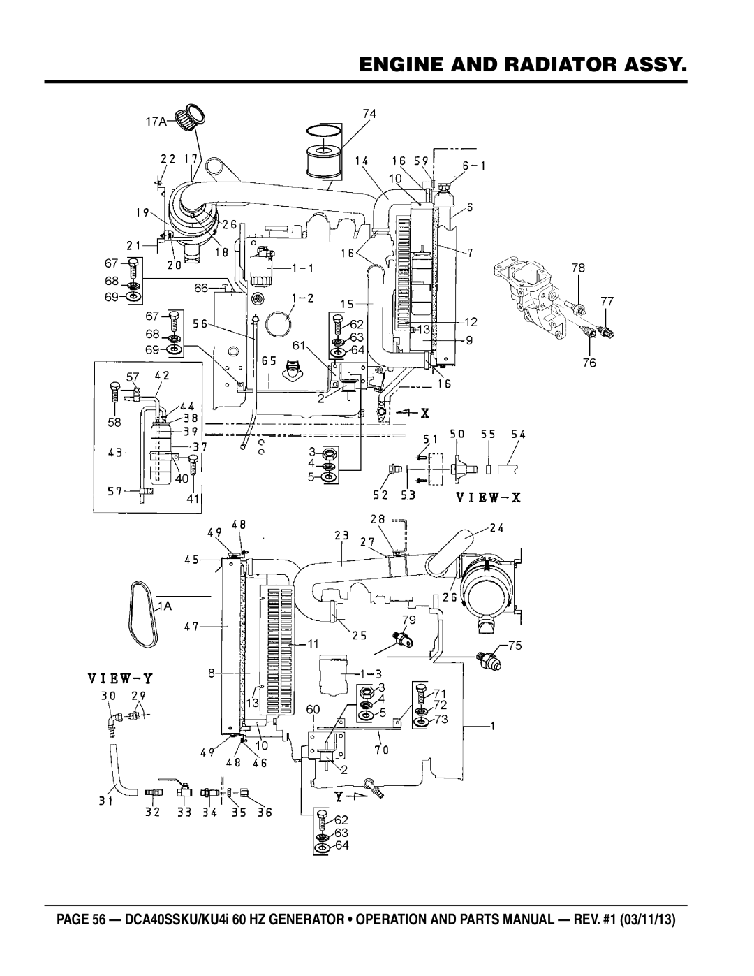 Multiquip DCA40SSKU4i manual Engine and Radiator Assy 