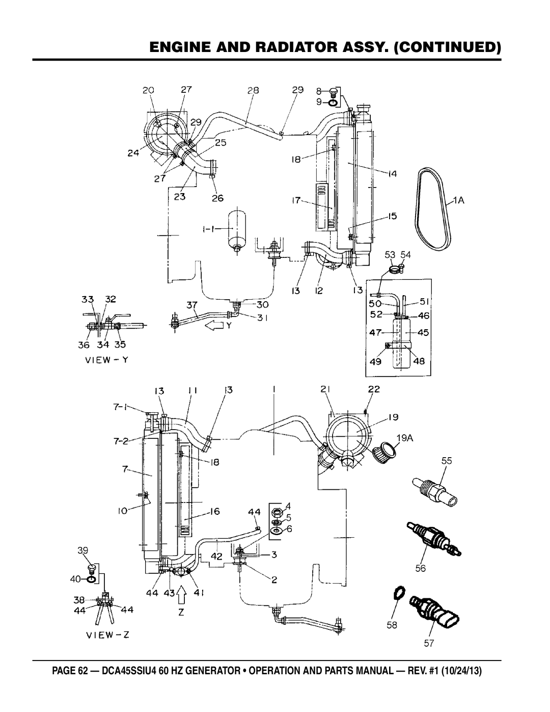 Multiquip dca45ssiu4 manual Engine and Radiator Assy 